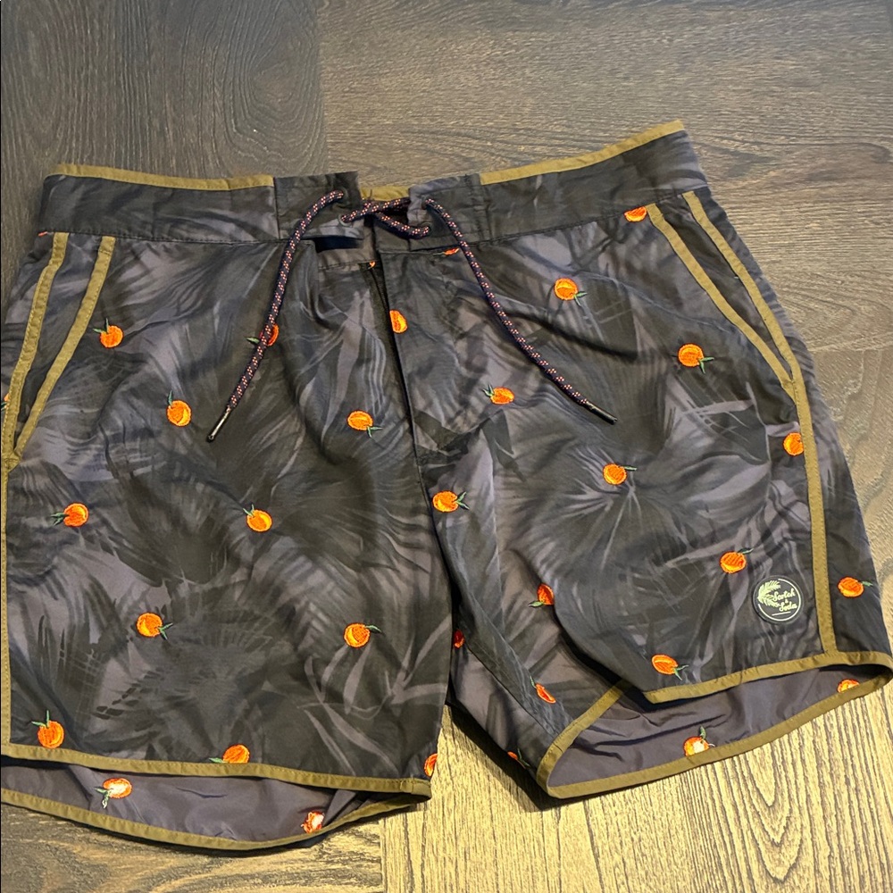 Scotch & Soda Black and Orange Swim Trunks